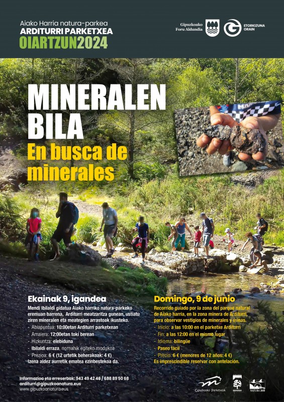 Arditurriko parketxearen inguruan ibilaldi gidatua bertako mineralak ikusteko